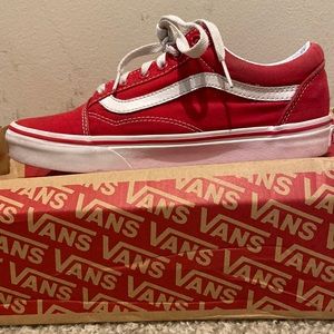 Red vans stylish skateboard sneakers